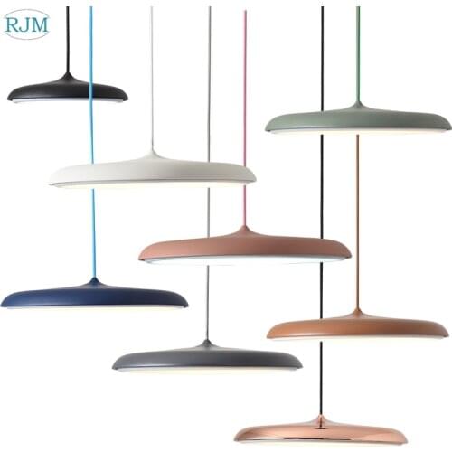 Postmodern Creative Ultra Thin Pendant Lights Personality Colorful Macaron LED Pendant Lamps Restaurant Bar Cafe Lightings