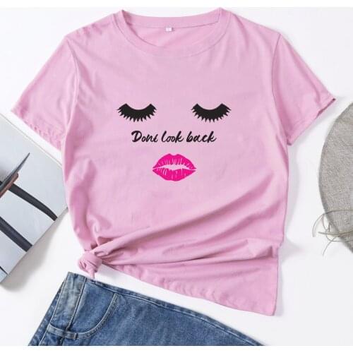 Summer Womens Funny Design T-Shirt Casual Top Cotton Short Sleeve