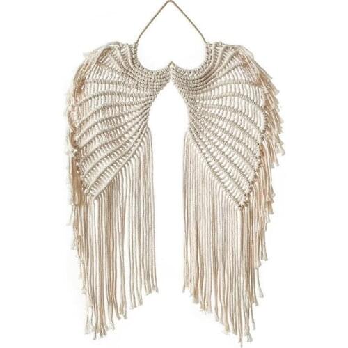 Macrame Woven Bohemian Wall Hanging Tapestry Handmade Angel Wing Handicraft Art Home Apartment Dorm Room Decoration Gift