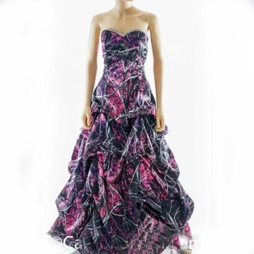 Sweetheart Camo A-Line Muddy Girls Wedding Dresses Draped Long Camouflage Bride Gowns Draped Skirt Field Lace Up