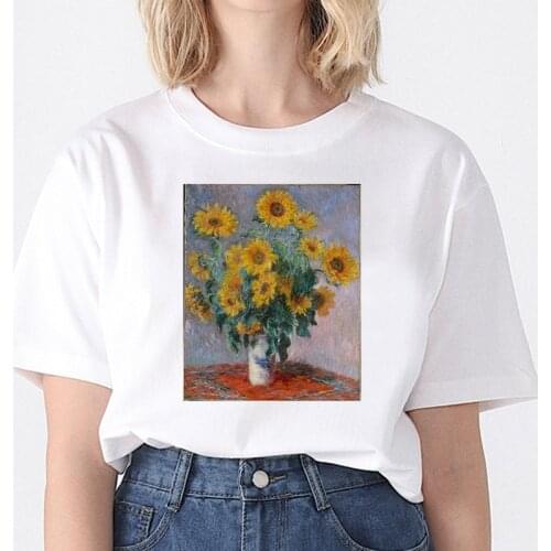 Fashion Women T Shirt Oil Painting Cute Funny Tshirt 90s Painting Ulzzang Casual Tops Tees T-shirt Female Clothes
