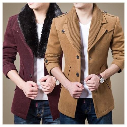Mens Casual Jacket Wool Blend Coat Lapel Outwear Overcoat Slim Fit Size M0109