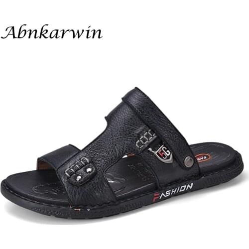 Men Leather Sandals Summer Classic 2021 Slipper Sandal Shoes Mens Sandles Fashion Sandale Homme Cuir Sandalias Cuero Hombre
