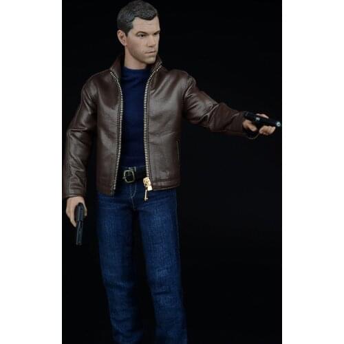 1/6 scale Matt Damon mens agent suit leather jacket shirt jeans slim suit full set of mens 12" doll clothes