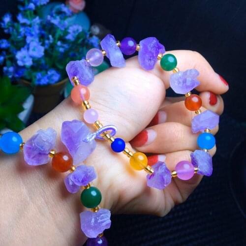 Natural Brazil crystal cluster amethyst original bracelet irregular crystal DIY bracelet