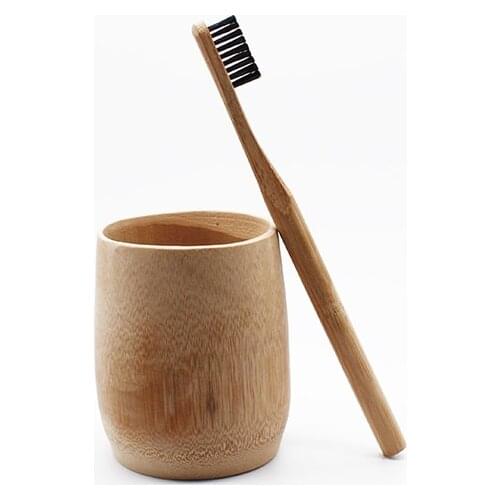 Environmentally Wood Toothbrush Head Round Novelty Bamboo Tooth Brush Bamboo Fibre Black Bristle Wooden Handle Teeth Whitening