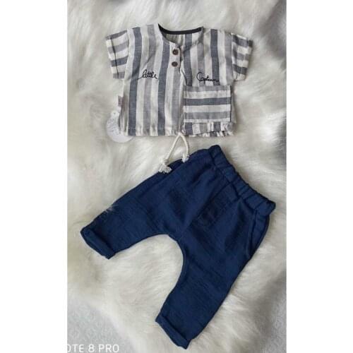 Newborn Essentials Baby Children Boy Clothing 2 Pcs Set Soft Flax 3-18 Months T-Shirt Trousers Body Baby Gift Layette Kid Sport