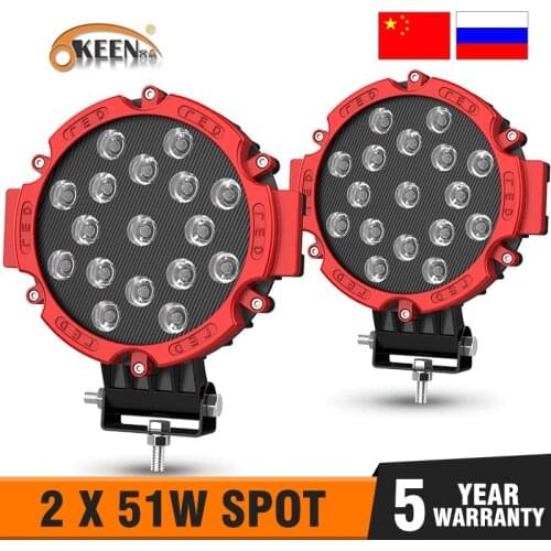 OKEEN 7inch led light bar 51W 4.2cm thickness 4x4 accessories off road Round Spot Headlight Fog Light for Truck Car ATV SUV