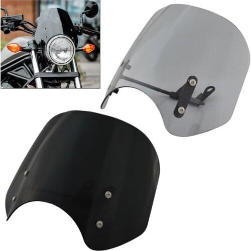 Front Windscreen Windshield Fly Screen Shield Wind Deflector Visor w/ Holder For HONDA Rebel CMX 300 500 CMX300 CMX500 2017-2020