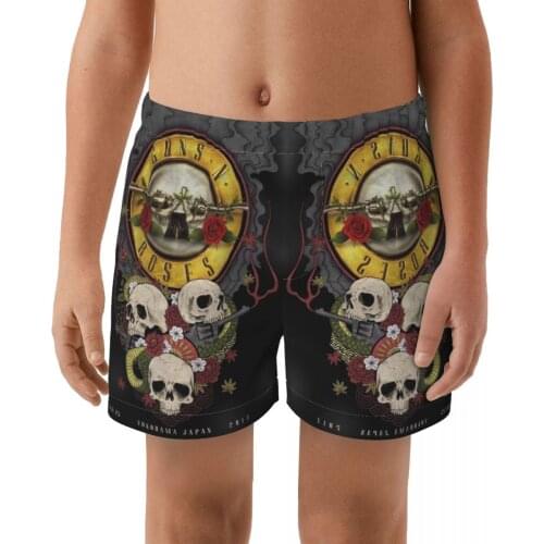 Gun N Rose kid Printing Swimwear Shorts Swimming Breathable Built-In Beam Line Briefs Swimming Trunks Beach Wear