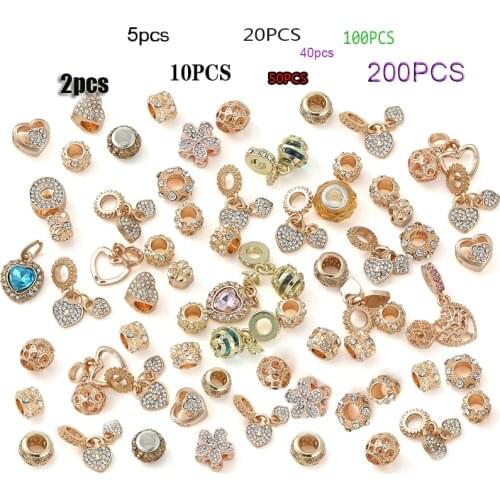 Gold color charm bead pendant Mixed Random Pendant Suitable for Original Brand Charm, Bracelet, Necklace, Womens Jewelry Making