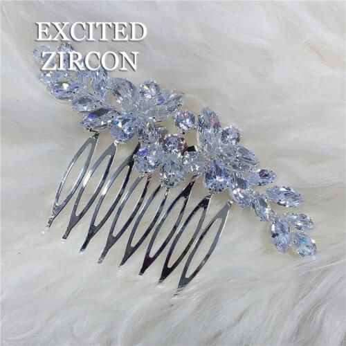 Luxury Fashion Handmade Rhinestone Wedding Hair Comb zircon Crystal Flower Pearl Bridal Hair Accessories Jewelry Hair Clip