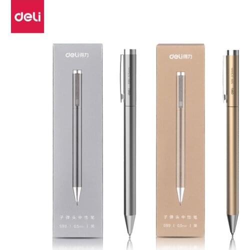 Xiaoimi Deli Metal Rotating Gel Pen Signing Pens Pучка Caneta 0.5MM Business Office Stationery Supplies Smooth Refill for School
