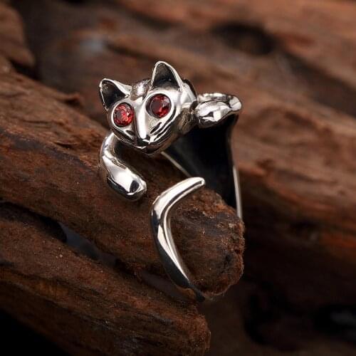 S925 Pure Silver Personality Plutus Cat Joker Thai Silver Restoring Ancient Ways Ms Opening Ring Ring Wholesale Agents