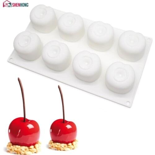 SHENHONG Cherry Silicone Mousse Mold DIY Peach Cake Mould Baking Moule For Pudding Chocolate Pies Brownie Dessert Bakeware