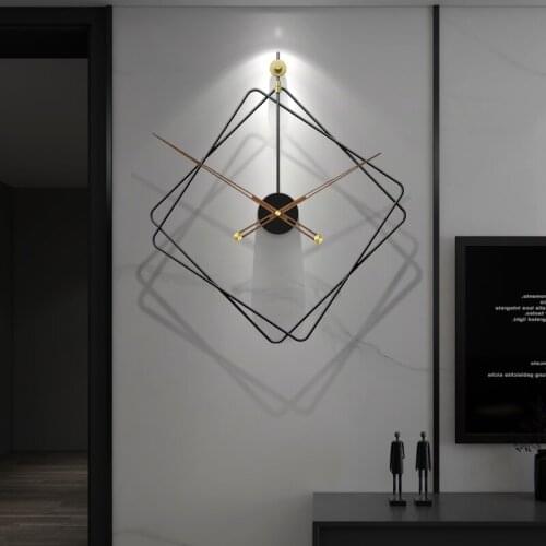 Modern Fashion Watches Wall Large Living Room Creative Clock Wall Hanging Light Luxury Metal Black Reloj Pared Home Decor EB5WC