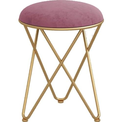 Nordic makeup bedroom dressing stool manicure milk tea stool wrought iron round stool living room household shoe changing stool