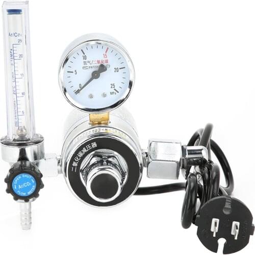 Carbon Dioxide Pressure Reducer CO2 Regulator Gauge for Welding Work 36V/220V For Beverage Beer W21.8 Double Gauge