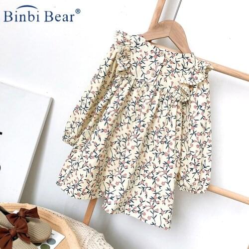 Spring And Autumn Fall Flower Girls Dresses Cute Toddler Chidlren Costume Little Clothes Baby Kids Long Sleeve Dress Vestidos