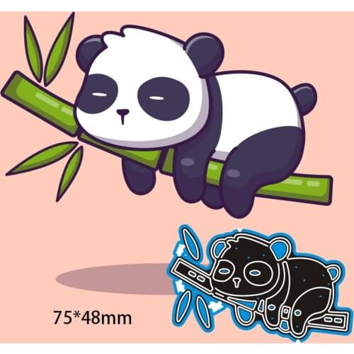 Cutting Dies Panda Lying On The Bamboo Metal And Stamps Stencil For DIY Scrapbooking Photo Album Embossing Paper Card 75*48mm
