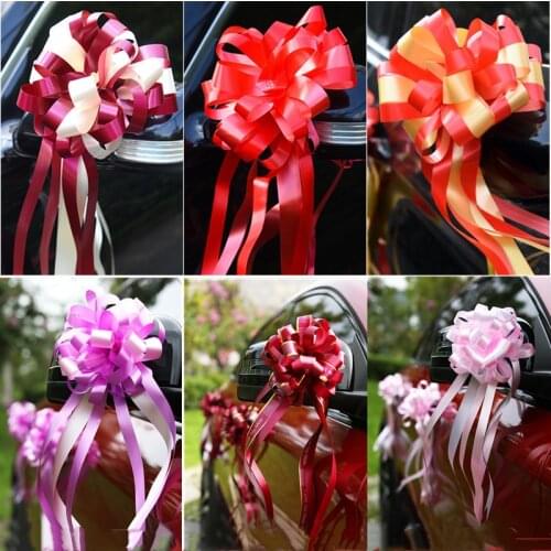 DIY Pull Flower Ribbons 10pcs wedding car decoration flowe Birthday Party Decor Gift Packing Pull Bow Ribbons Home Baby Shower