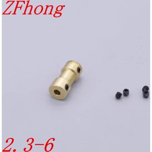10pcs 2.3mm TO 6mm 2.3mm x 6mm Shaft Motor brass Coupling Coupler Brass M3 Screw holes 3MM