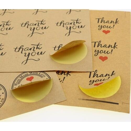120pcs/Set Thank You Retro Sticker Kraft Paper Tag Thank You Sticker Round Label Paper Stationery Sticker Baking Seal Sticker