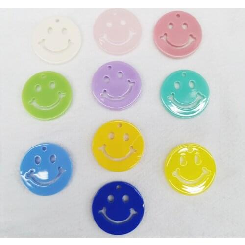 20pieces 25mm diy acrylic charm Smile face beads. smiley earring key chain pendant for woman jewelry making accessores 2021new