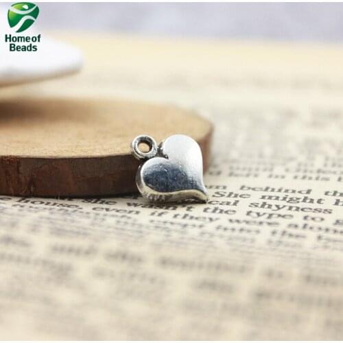 2020 Small Puff Heart Pendants DIY Antique Silver Color Alloy Pendants (50 Pieces/pack) ZA1164