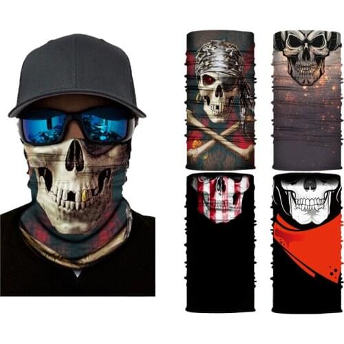 3D Seamless Magic Scarf Skull Ghost Tube Bandana Outdoors Cycling Balaclava Neck Gaiter Face Shield Motorcycle Men Bandanas