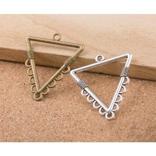 6pcs 32x28mm Antique Bronze and Antique Silver Plated Triangle Connector DIY Handmade Jewelry Accessories