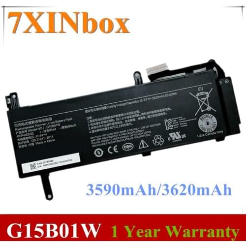 7XINbox 15.36V 3590mAh/3620mAh G15B01W G15BO1W Laptop Battery For XIAOMI Gaming Laptop 7300HQ 1050Ti 7300HQ 1060