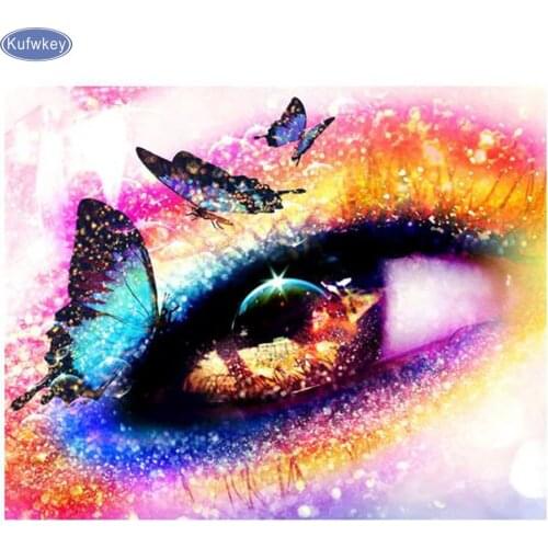 5D Diy Diamond Painting Eyes & butterfly Stitch Cross,full Diamond Embroidery Rhinestones Diamond Mosaic Stickers Home decor