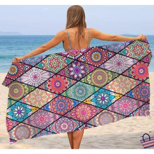 National Style Digital Printing Bath Sauna Beach Towel Quick-Drying Double-Sided Tapestry Meditation Yoga Mat Soft Compact X3UA