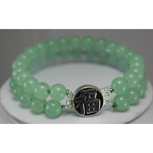 2 rows green jade bless bracelet