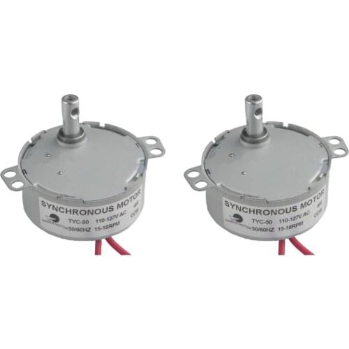 CHANCS 2PCS TYC-50 110V AC 15-18RPM CCW Geared Motor Reduction Gear Motor for Electric Fireplace