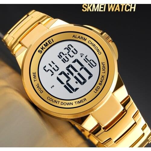 SKMEI Brand Luxury Steel Digital Watches Fashion Classic Men Electronic Clock Countdown Stopwatch Relogio Masculino For Dropship
