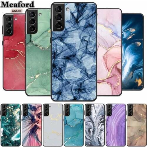 For Samsung S21 Case Black Silicon TPU Soft Phone Cover For Samsung Galaxy S21Ultra 5G S 21 S21+ Plus Case Coloful Marble Funda