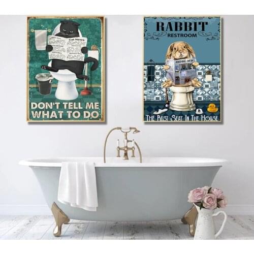 Black Cat Paws Sloth Napkin Humor Toilet WC Canvas Painting Posters Prints Wall Art Modern Pictures Bathroom Home Decor Cuadros