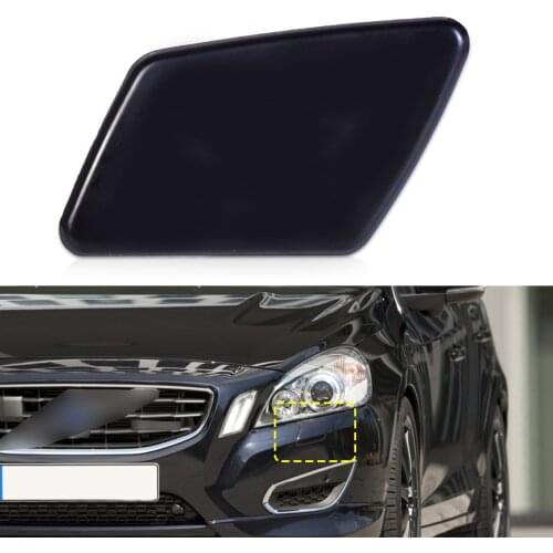 DWCX Car Black Plastic Front Left Bumper Headlight Washer Jet Nozzle Cover Cap 39991798 Fit for Volvo S40 V50 2005 2006 2007