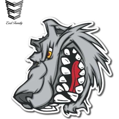 EARLFAMILY 13cm x 12cm Bad Wolf Dog Hound Scary Car Sticker for Window Truck Outdoor Decal Cartoon Styling Vinyl Car Wrap Decal