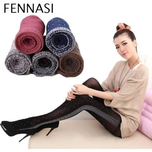 FENNASI Sexy Women Polka Dots Tights Black tights Womens Printed Pantyhose Lace Nylons Lady High Waist Sticky Women Harajuku