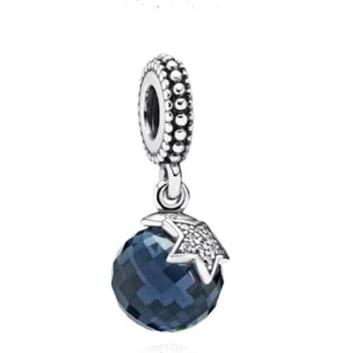 Blue Star Dangle Charm 100% Real 925 Sterling Silver Blue Stars Pendant Charm Fit Original Bracelet Diy Jewelry