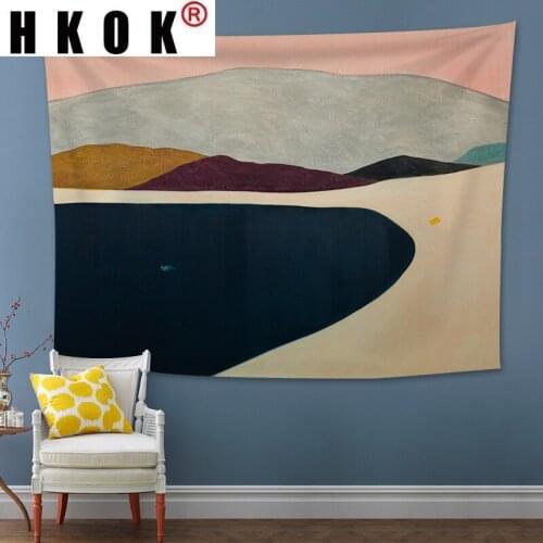 HKOK Mountain Landscape Abstract Tapestry Wall Hanging Covering Rugs Background Cloth Beach Mat Blanket Art Bedroom Dorm Home De