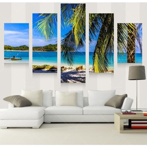Art Canvas 5 Piece Tropical Beach Art Canvas Painting Wall Picture For Bedroom Home Decor Tropical Beach Art Painting Unframed