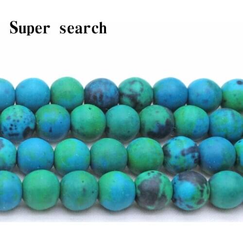 Frost/Matt blue Phoenix stone 4-12mm Green Round Loose beads 15" For DIY Jewelry Making, pendant,necklace woman