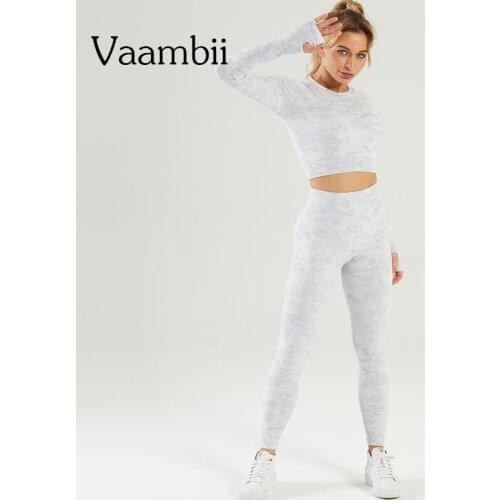Camo Gym Set Workout Clothes For Women Seamless Sets Womens Outfits 2 Piece Tracksuits Yoga Pants Crop Top Fitness Wear