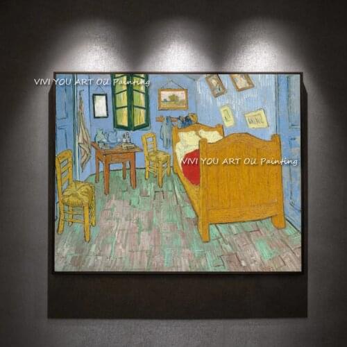 Van Gogh 100% Handmade Canvas The Bedroom Oil Paintings For Living Room Home Decor Wall Pictures Home Decoration As A Gift