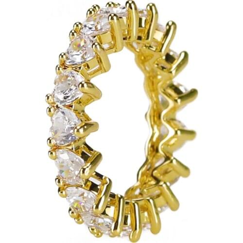 Fashion silvery Gold Color Womens ring Cubic Zirconia Heart Crystal Engagement Finger Party Wedding Rings for women Jewelry