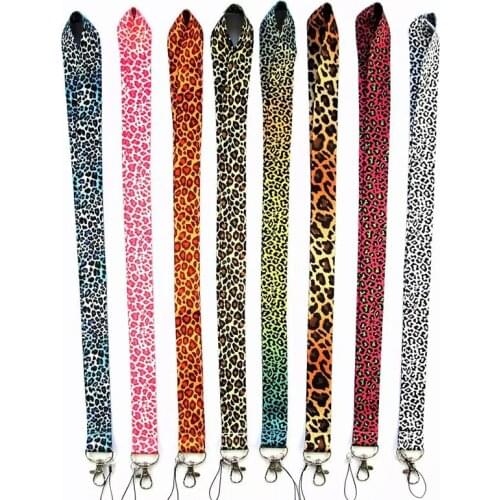 Fashion Leopard Grain Broadband Nylon Adjustable Mobile Phone Lanyard for iPhone 11 Xs Lanyard Neck Strap Hang Rope